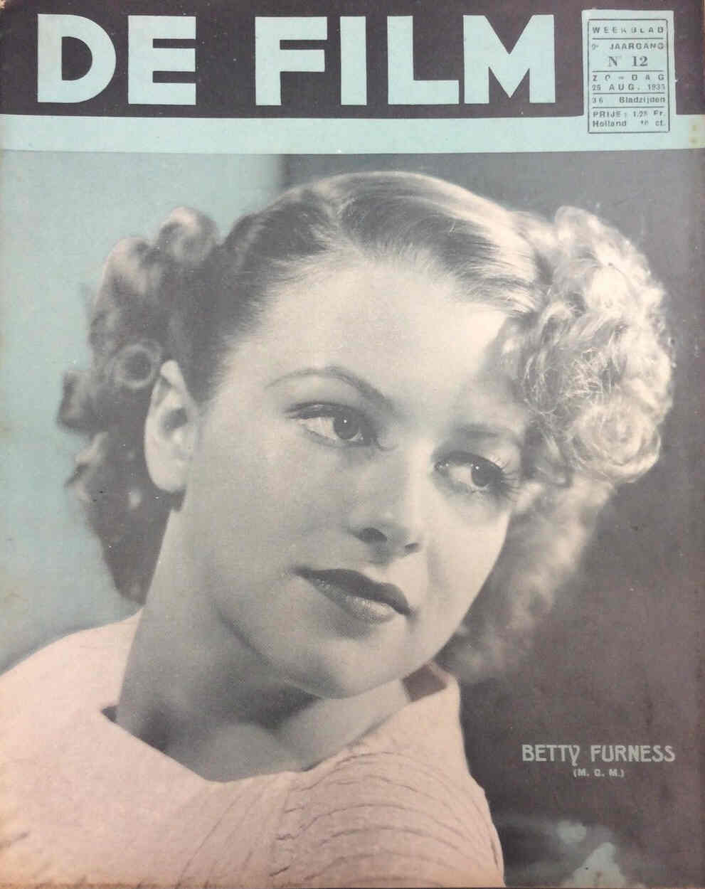 DE FILM magazine side cover 25 August 1935