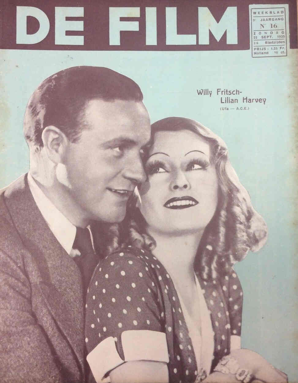 DE FILM magazine side cover 22 September 1935