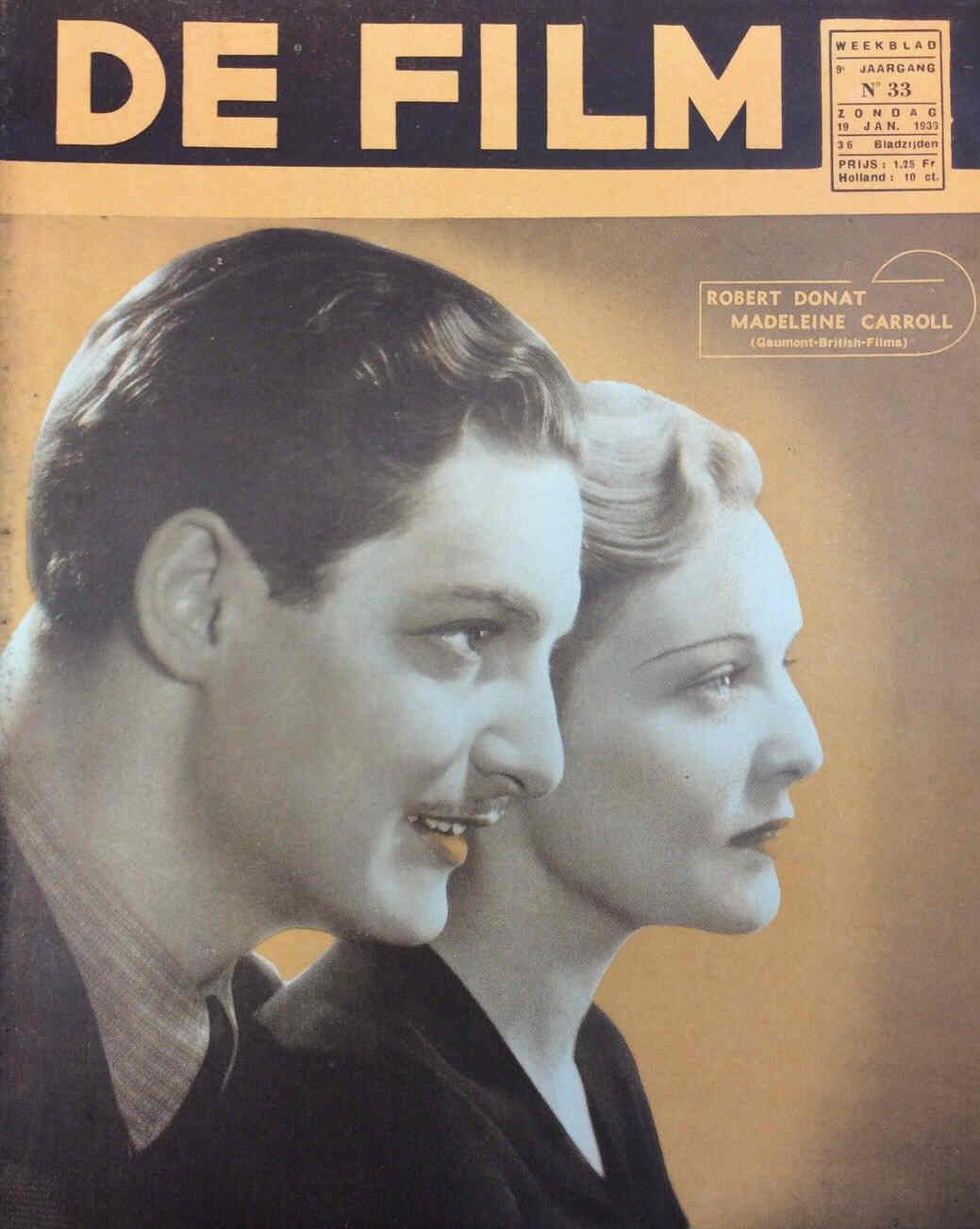 DE FILM magazine side cover 19 January 1936