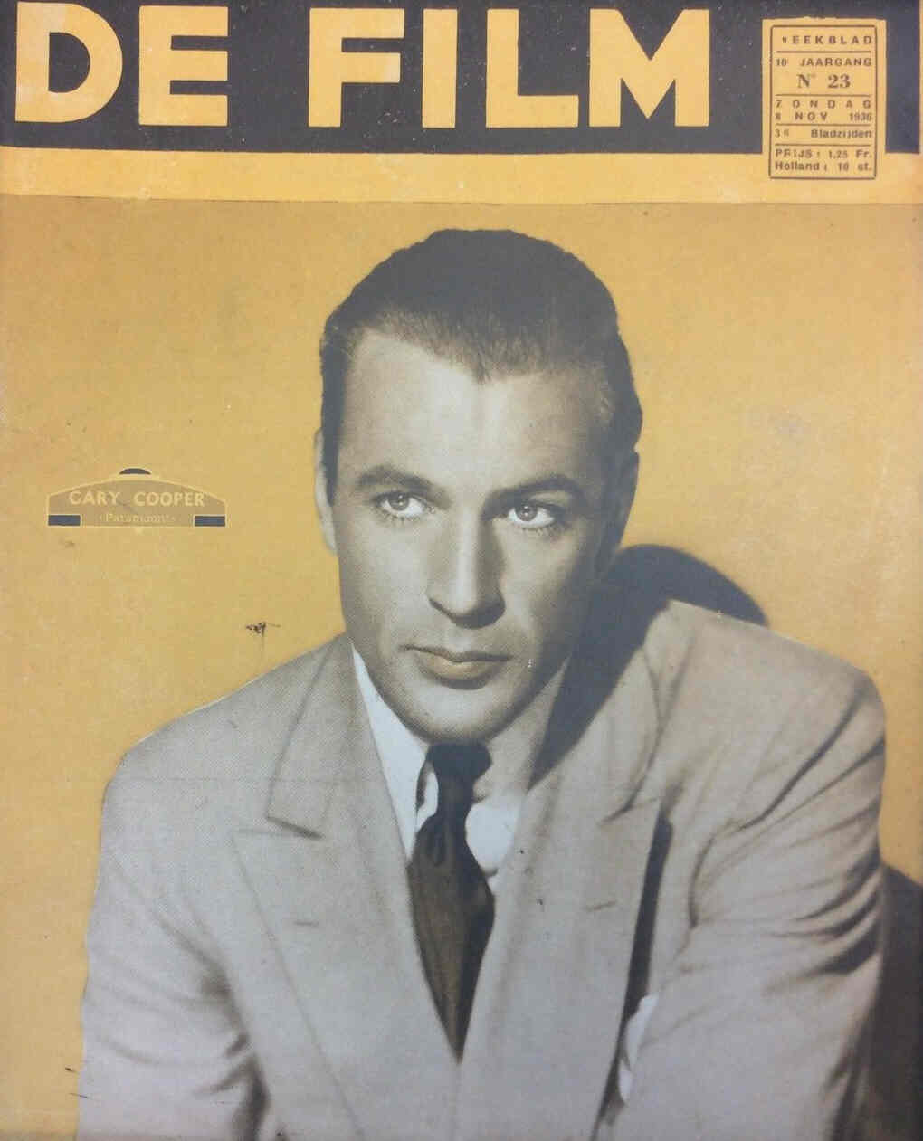 DE FILM magazine side cover 8 November 1936