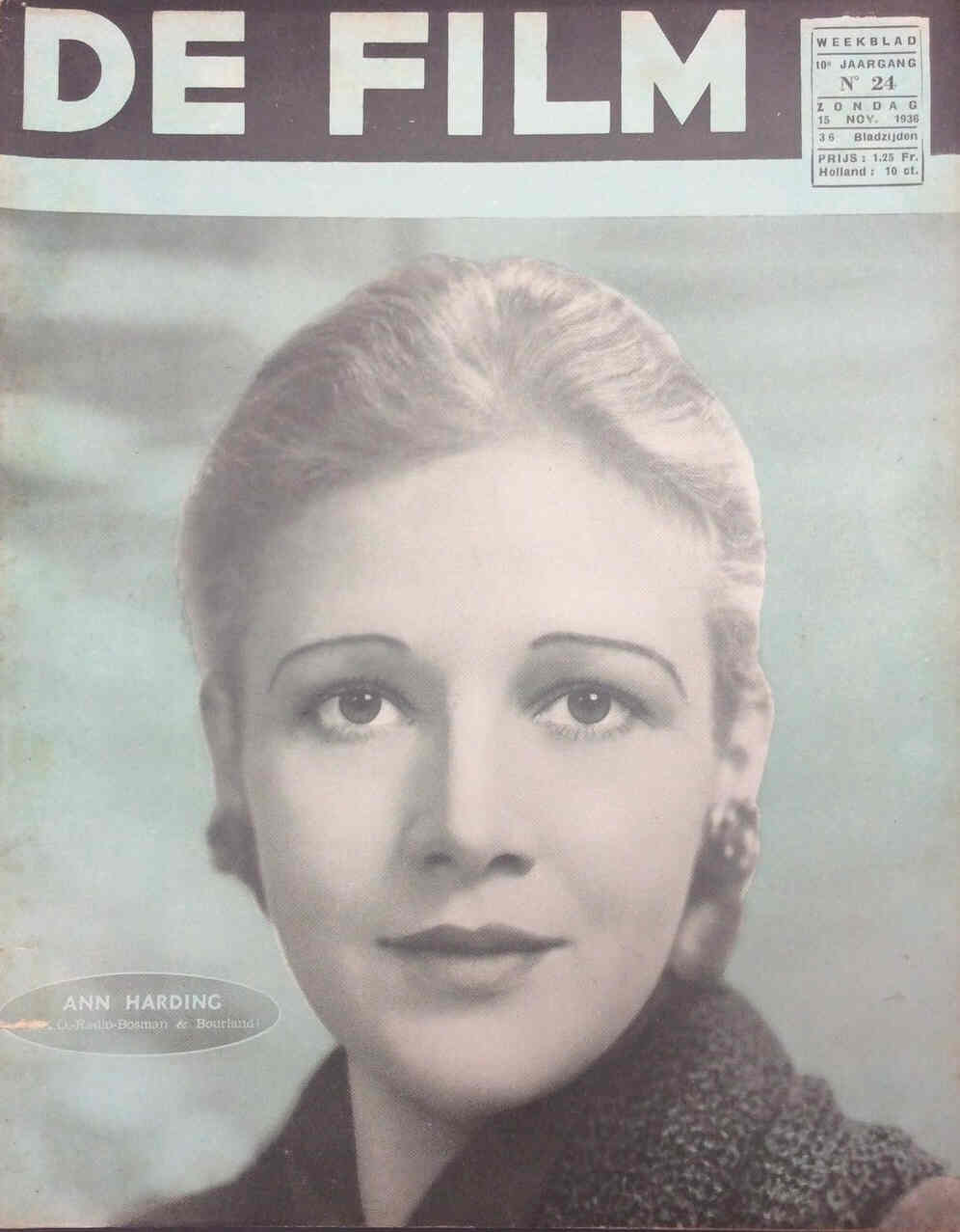 DE FILM magazine side cover 15 November 1936