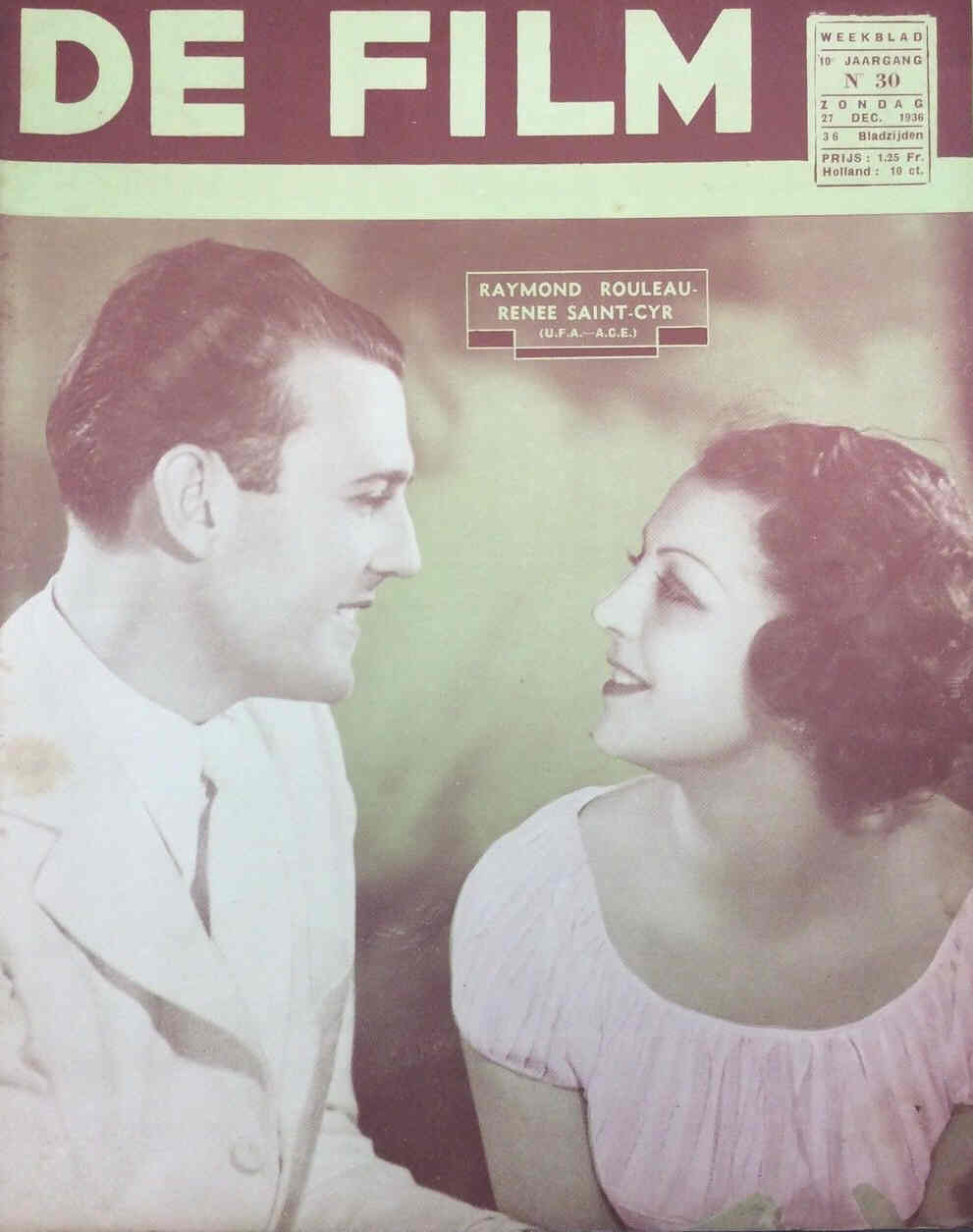 DE FILM magazine side cover 27 December 1936