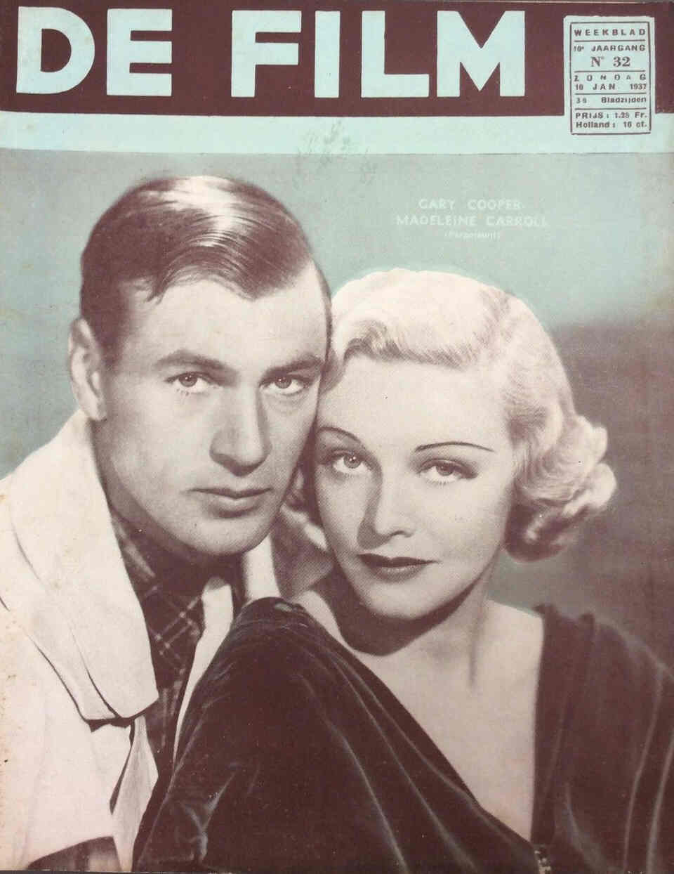 DE FILM magazine side cover 10 January 1937