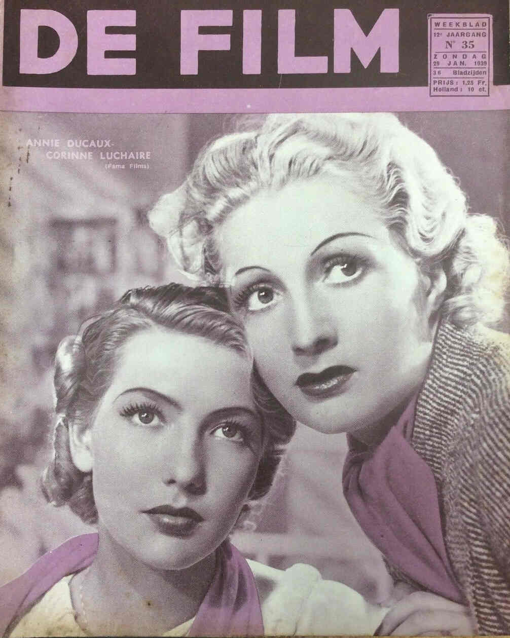 DE FILM magazine side cover 29 January 1939