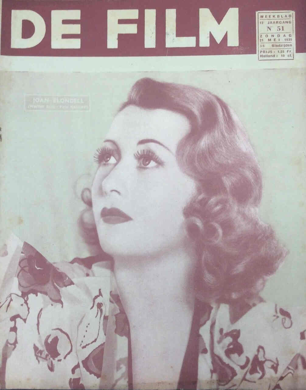 DE FILM magazine side cover 21 May 1939