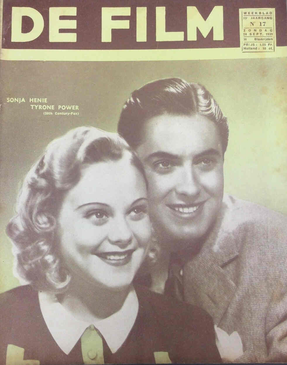 DE FILM magazine side cover 24 September 1939