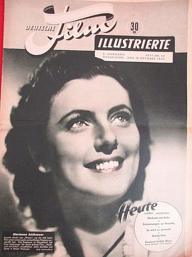 DEUTSCHE FILM ILLUSTRIERTE magazine side cover Issue 42 18 October 1949