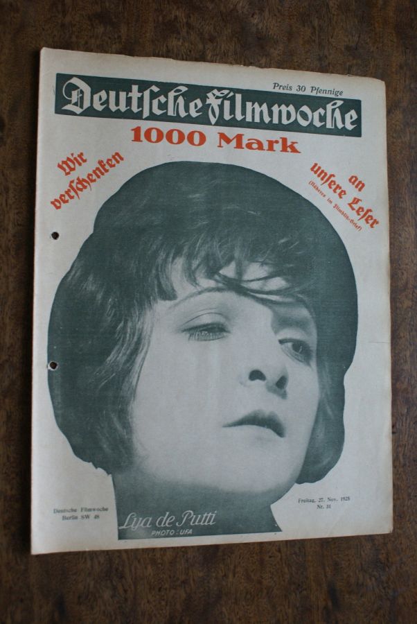DEUTSCHE FILMWOCHE magazine side cover Issue 31 27 November 1925