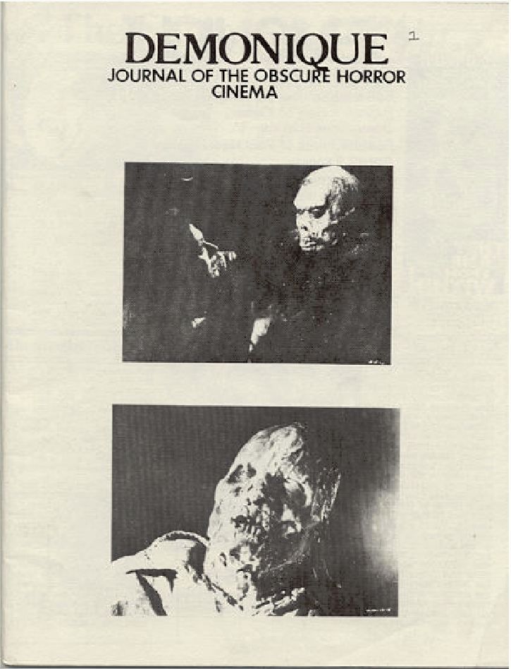 DEMONIQUE magazine side cover Issue 1  1980