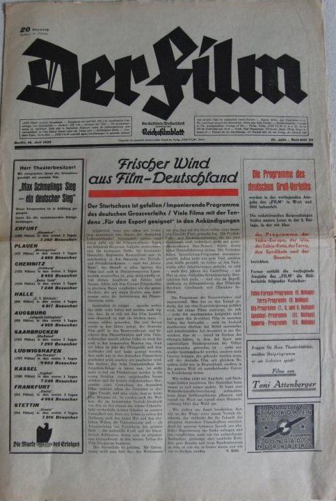 FILM | DER magazine side cover 18 July 1936