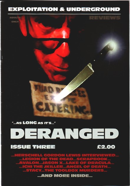 DERANGED magazine side cover Issue 3 Winter 2003