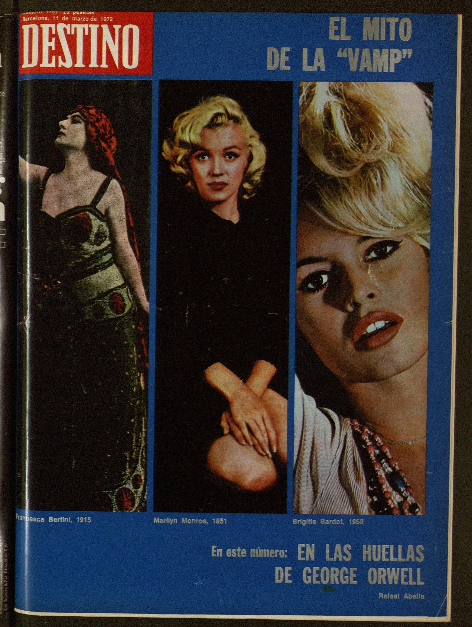 DESTINO magazine side cover Issue 1797 11 March 1972