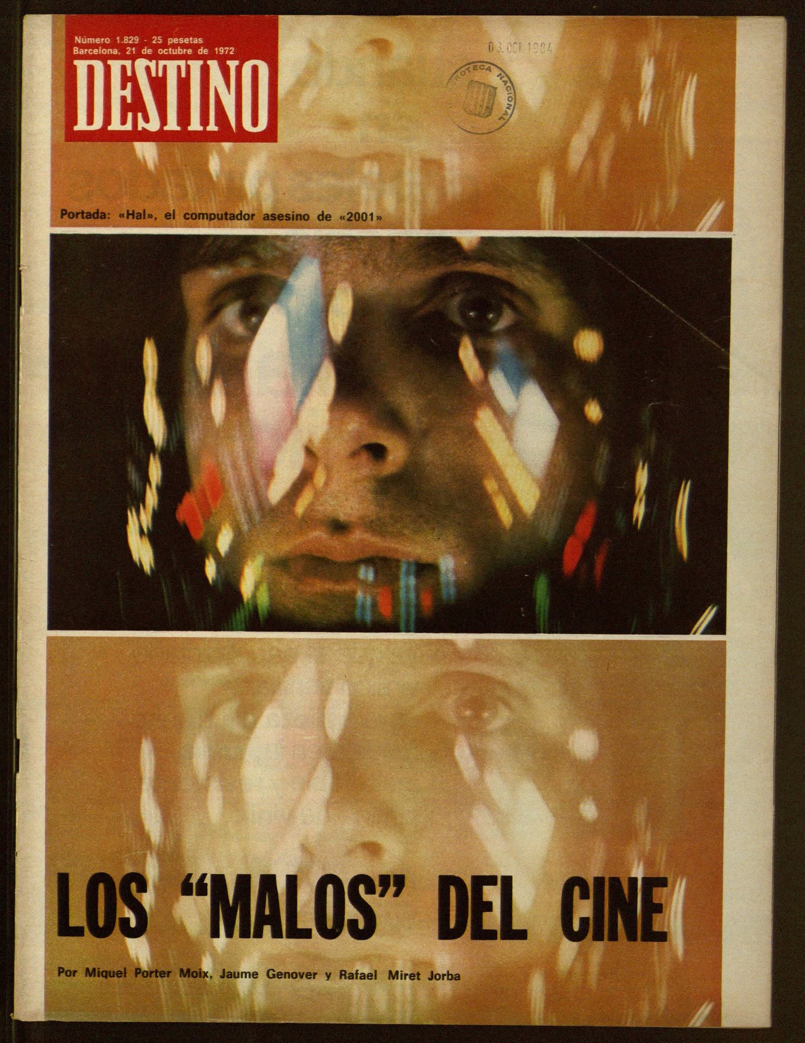 DESTINO magazine side cover Issue 1829 21 October 1972