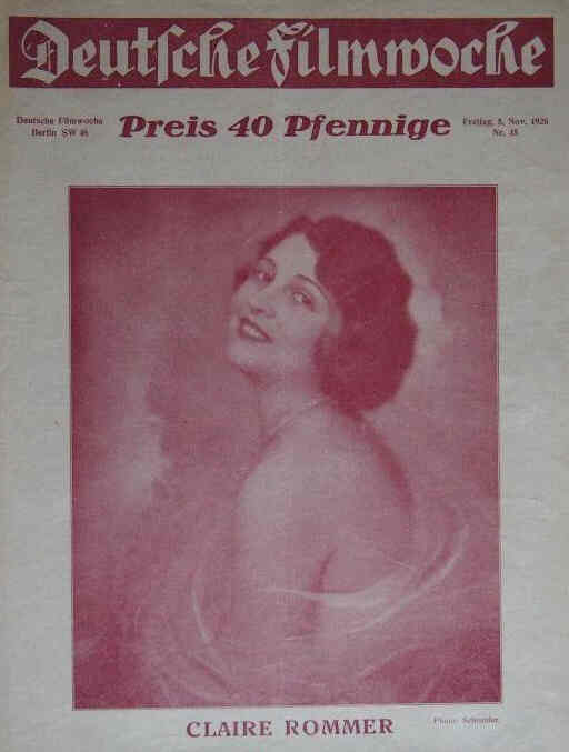 DEUTSCHE FILMWOCHE magazine side cover Issue 45 5 November 1926
