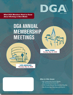 DGA MONTHLY magazine side cover Issue 43 May 2008