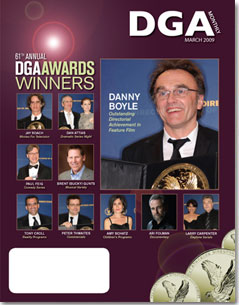 DGA MONTHLY magazine side cover Issue 53 March 2009