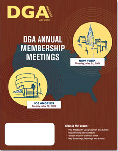 DGA MONTHLY magazine side cover Issue 55 May 2009