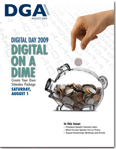 DGA MONTHLY magazine side cover Issue 58 August 2009