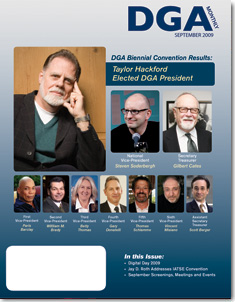 DGA MONTHLY magazine side cover Issue 59 September 2009