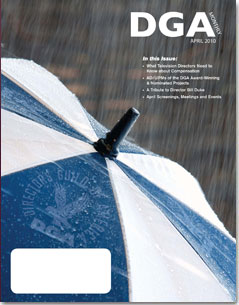 DGA MONTHLY magazine side cover Issue 66 April 2010