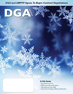 DGA MONTHLY magazine side cover Issue 74 December 2010