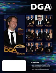 DGA MONTHLY magazine side cover Issue 77 March 2011