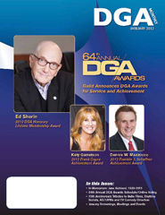 DGA MONTHLY magazine side cover Issue 87 January 2012