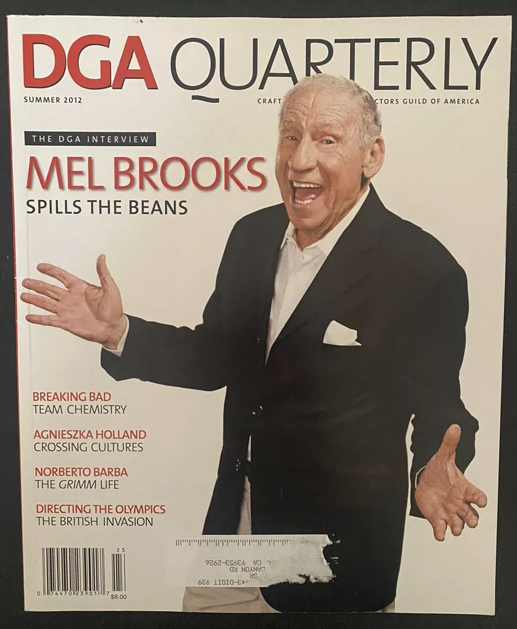 DGA QUARTERLY magazine side cover Summer 2012