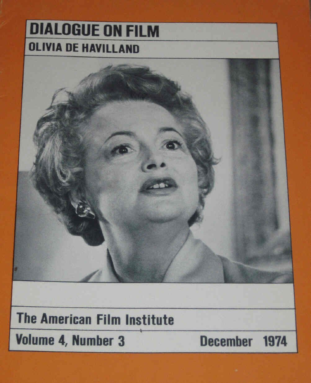 DIALOGUE ON FILM magazine side cover Issue 31 Vol 4 #3 December 1974