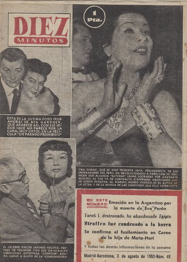 DIEZ MINUTOS magazine side cover Issue 49  August 1952