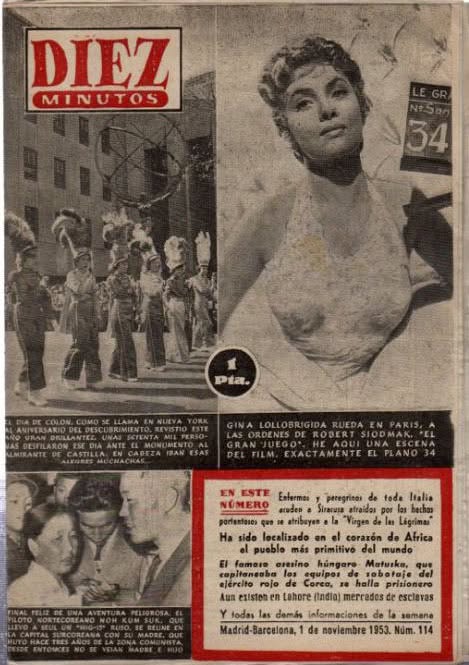 DIEZ MINUTOS magazine side cover Issue 114  November 1953
