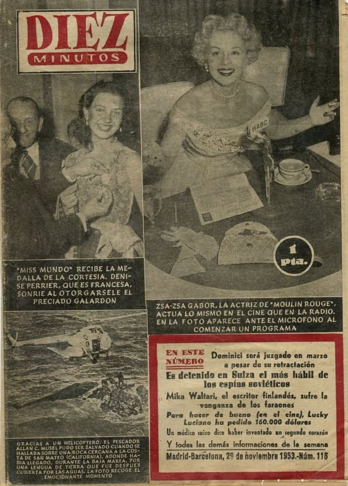 DIEZ MINUTOS magazine side cover Issue 118  November 1953