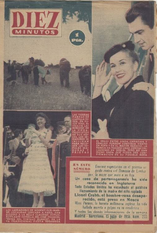 DIEZ MINUTOS magazine side cover Issue 255  July 1956