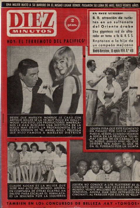 DIEZ MINUTOS magazine side cover Issue 418  August 1959