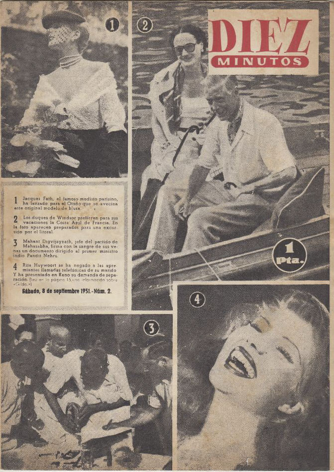 DIEZ MINUTOS magazine side cover Issue 2  September 1951