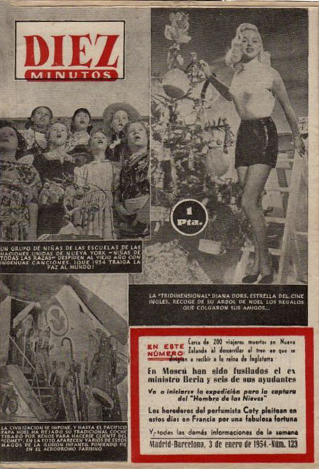 DIEZ MINUTOS magazine side cover Issue 123  January 1954
