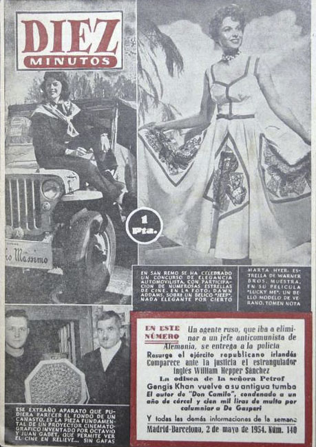 DIEZ MINUTOS magazine side cover Issue 140  May 1954
