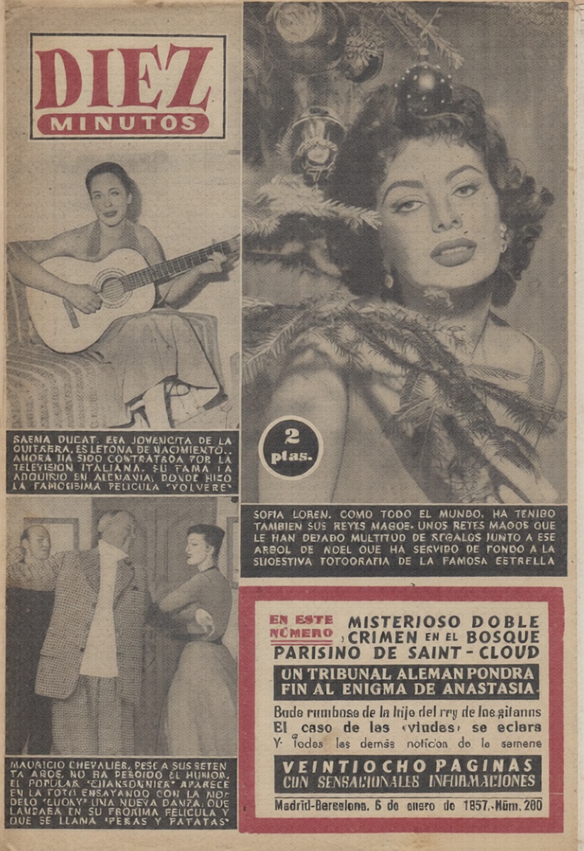 DIEZ MINUTOS magazine side cover Issue 280  January 1957