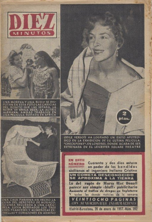 DIEZ MINUTOS magazine side cover Issue 282  January 1957