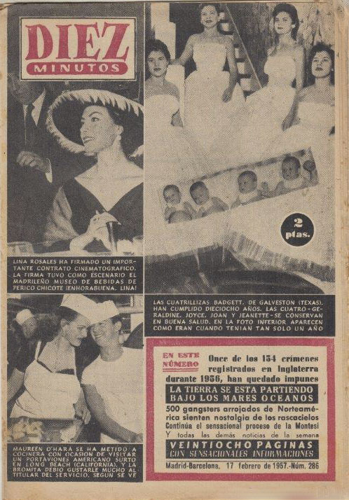DIEZ MINUTOS magazine side cover Issue 286  February 1957