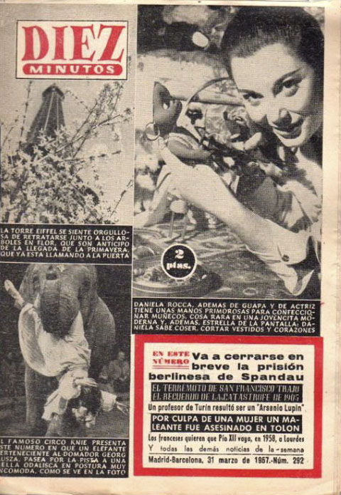 DIEZ MINUTOS magazine side cover Issue 292  March 1957