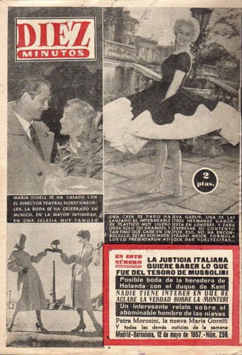 DIEZ MINUTOS magazine side cover Issue 298  May 1957
