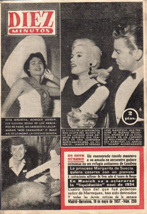 DIEZ MINUTOS magazine side cover Issue 299  May 1957