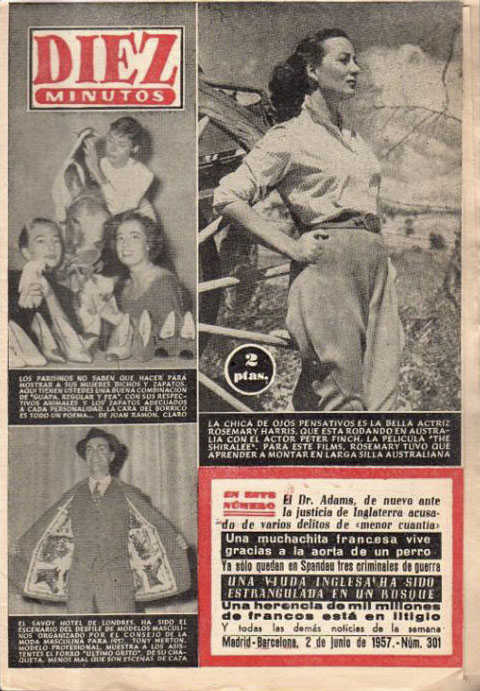DIEZ MINUTOS magazine side cover Issue 301  June 1957