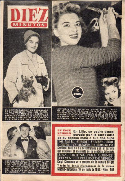 DIEZ MINUTOS magazine side cover Issue 303  June 1957