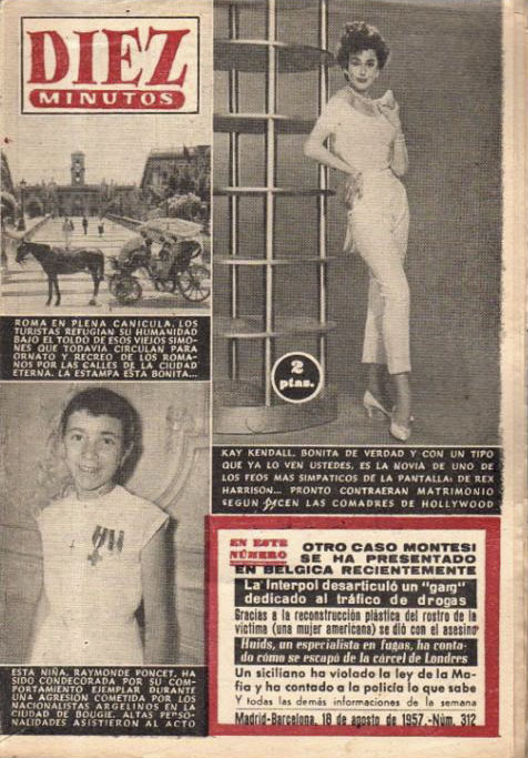 DIEZ MINUTOS magazine side cover Issue 312  August 1957