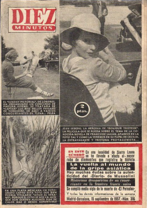 DIEZ MINUTOS magazine side cover Issue 316  September 1957