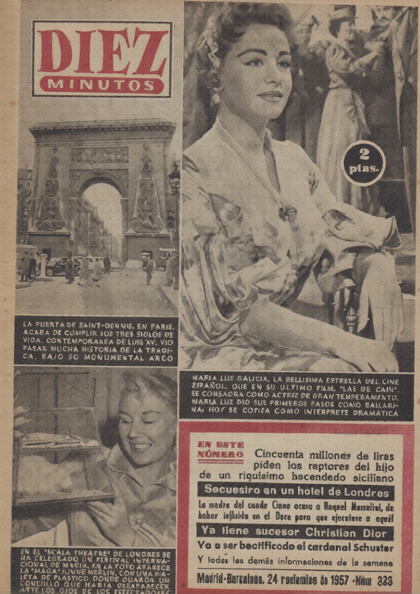 DIEZ MINUTOS magazine side cover Issue 326  November 1957