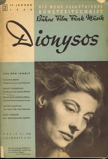 DIONYSOS magazine side cover Issue 2 16 January 1948