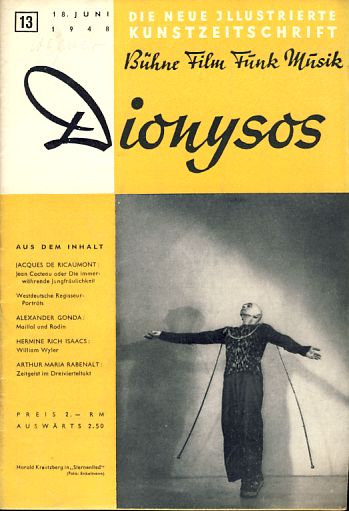 DIONYSOS magazine side cover Issue 13 18 June 1948